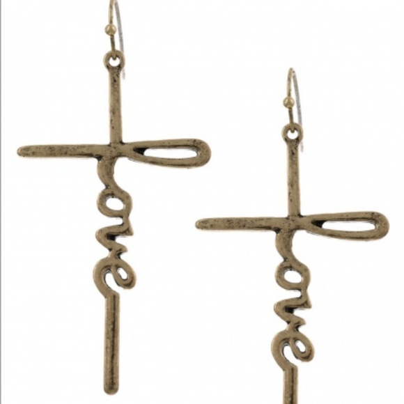 Wildflower Love Cross Metal Drop Earring Set - Picture 5 of 5